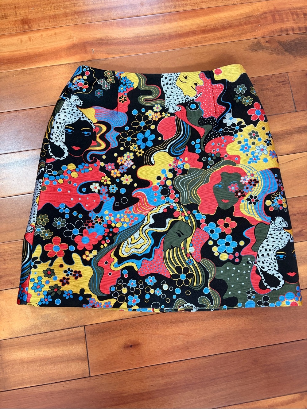 MARY KATRANTZOU Black Multi Psychedelic Floral Mini Skirt